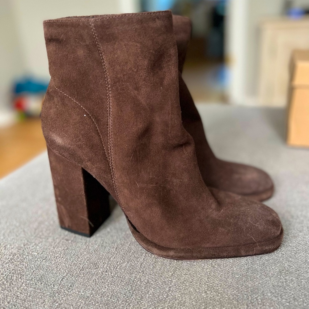 Brown heel booties